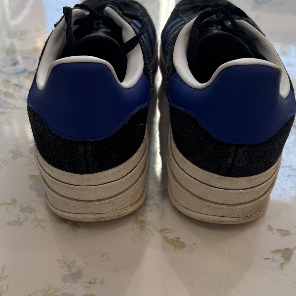 adidas Black Suede Sneakers with Blue Stripes - Picture 4 of 6